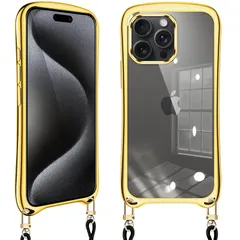 【新品】 Loodoomo iPhone 15 Pro 用の ケース クリア ショルダー iphone15 pro スマホケース アイフォン15pro カバー 耐衝撃 肩掛け 首掛け 斜めかけケース 可愛い かわいい 韓国 透明 TPU メッキ加工 TPUバン