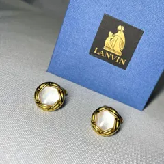 希少 LANVIN ランバン マザーオブパール装飾 ゴールドメタリックカフス カフリンクス ボタン メンズアクセサリー ケース有のサムネイル