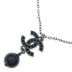 CHANEL (シャネル) ココマーク ラインストーン パール ネックレス 16A ブラック