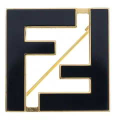 FENDI (フェンディ) フォーエバーブローチ FFロゴ ピンバッジ ゴールド/ブラック 8AG976 TL9 2821のサムネイル