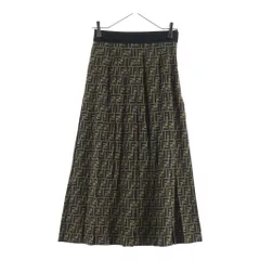 FENDI (フェンディ) ズッカ総柄 シルク プリーツ ロング スカート ブラウン レディース FQ6695のサムネイル