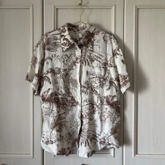 【東あずま店　併売品】　COS　コス　アロハシャツ　メンズ　men's　ALOHA　花柄　総柄　半袖 ベージュ　beige　ブラウンのサムネイル