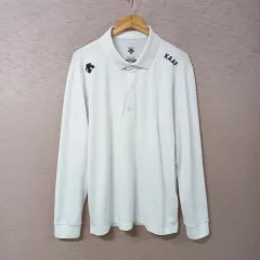 B6-13/デサント 白 長袖 カラーTシャツ メンズのサムネイル