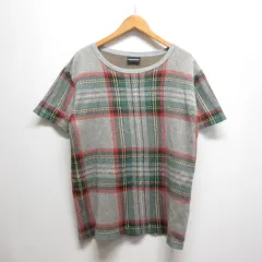 フェノメノン phenomenon チェック柄 半袖 ニット カットソー Tシャツ グレー コットン 日本製のサムネイル