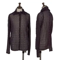 イッセイミヤケミーISSEY MIYAKE me ラメプリーツシースルーシャツ 黒紫Fのサムネイル