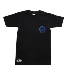 極美品 CHROME HEARTS クロムハーツ Tシャツ ブルー ブラック ケルティッククロスロゴ フローラルロゴ サイズS 中古 4a003865のサムネイル