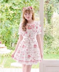 美品】イノワ クイーンエリザベスローズワンピース オレンジ×生成 L 