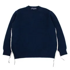 コムデギャルソンオムCOMME des GARCONS HOMME ウールサイドストリングニットセーター 紺Mのサムネイル