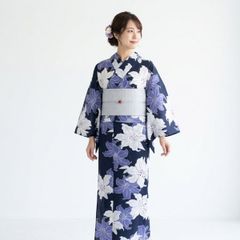 美品】有松鳴海絞り 浴衣 単品 濃紺 花柄 裄67cm 身丈152cm - メルカリ
