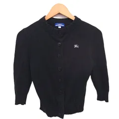 バーバリーブルーレーベル BURBERRY BLUE LABEL LONDON 国内正規品 カーディガン ニット ロゴ刺繡 七分袖 38 黒 ブラック /TT ■ECD005のサムネイル