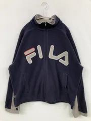 FILA フィラ ブルゾン M ネイビー ボア 無地 ブランドロゴ ミドル丈 フードなし ジップアップ メンズ