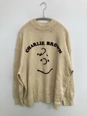 PEANUTS ピーナッツ ニット/セーター M ベージュ ニット 前面プリント 刺繍 ミドル丈 長袖 クルーネック(丸首) メンズ レディースのサムネイル