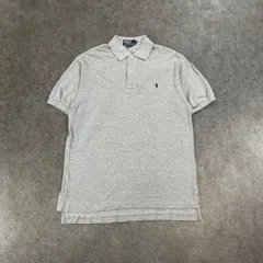 USA製 90s Vintage Polo by Ralph Lauren ポロバイラルフローレン 半袖 ポロシャツ ワンポイント刺繍 グレー 鹿子 ヴィンテージ ビンテージ