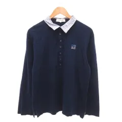 ジバンシィ GIVENCHY ポロシャツ 長袖 ロゴ刺繍 M 紺 ネイビー /JS ■ECC005のサムネイル
