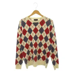 アーペーセー A.P.C. ニット セーター クルーネック 長袖 アーガイル柄 総柄 ウール XS ベージュ /AH14 ■ECD005のサムネイル