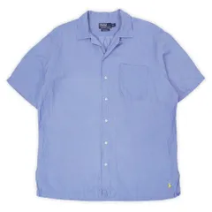 ポロラルフローレン POLO RALPH LAUREN 90s 90年代 CALDWELL オープンカラーシャツ リネン×シルク 裾ポニー 半袖 USA ヴィンテージ アメリカ 古着 メンズ シャツ サックスブルー L【中古】