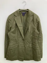 LANDS' END ランズエンド テーラードジャケット 9AR カーキ ウール・ニット カシミヤ 無地 ミドル丈 フードなし シングル レディースのサムネイル
