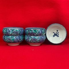 七宝焼 小鉢 5客セット 花柄 無銘 金属製 茶道具 茶器 工芸品 レトロ