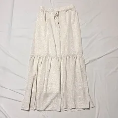 フレディエミュ　Fredyemue　ロングスカート　ティアードスカート　マキシ丈スカート　ギャザースカート　ドット柄　春　夏　オフホワイト×ブラック　S～Mサイズ相当　美品　送料無料✨