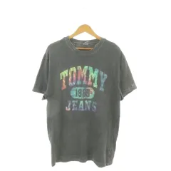 トミー TOMMY JEANS Tシャツ L グレー タイダイ柄プリント ラウンドネック 半袖 /MN42 ■ECC004