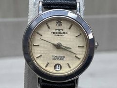 TECHNOS SAPPHIRE 2石ダイヤ プラチナ箔純正 革ベルト - メルカリ