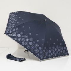 完全遮光折日傘 芦屋ロサブラン USED品 2段折ミドル コンビ ネイビー