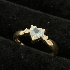 K18 アクアマリン ダイヤモンド ハートリング 18金 7号 1.75g - メルカリ