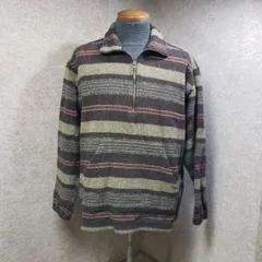 Woolrich ウールリッチ ハーフジップ ツイード　 プルオーバー ボーダー柄 長袖トップス ブラウン　L　u7493fのサムネイル