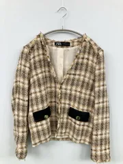 ZARA ザラ ノーカラージャケット EUR M ベージュ レディース