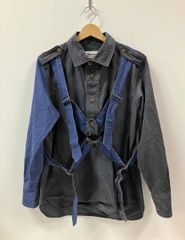 VIVIENE WESTWOOD MAN 비비안 웨스트우드 맨 긴팔 셔츠 낙하산 셔츠 아카이브 디자인 면 100% 블루 그레이