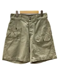 ダブルアールエル RRL 90s Military Short Pants ミリタリー ショート パンツ ボタンフライ ツイル ワーク 三ツ星タグ Ralph Lauren 短パン 緑 無地 ハーフパンツ カーキ サイズ32 104MB-596のサムネイル