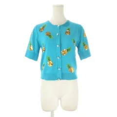 アリスオリビア alice + olivia カーディガン S/P 青 ブルー ターコイズ 半袖 スパンコール パイナップル柄 65191-1-84004 /CK9 ■GY57のサムネイル