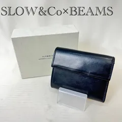 SLOW＆Co×BEAMS レザーウォレット 二つ折り財布 牛革 メンズのサムネイル