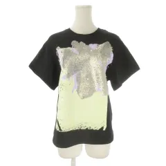 3.1 フィリップリム 3.1 phillip lim カットソー XS 黒 ブラック 半袖 ラウンドネック スパンコール 抽象柄 /CK23 ■GY57のサムネイル