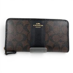 ほぼ新品✨️ COACH シグネチャー　長財布　ラウンドファスナー　アコーディオン COACH コーチ 財布 シグネチャー アコーディオンラウンドジップC4596
