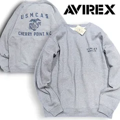 【XL】新品 AVIREX アヴィレックス 肉厚コットン 裏起毛 ミリタリー クルーネック スウェットシャツ トレーナー  ブラックのサムネイル