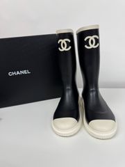 CHANEL シャネル レインブーツ 37 新品 ラバーブーツ 黒22kジェニー CHANEL シャネル レインブーツ 37 新品 ラバーブーツ 黒22kジェニー
