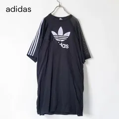 adidas アディダス スプリット トレフォイル Tシャツ ワンピース ブラック 切替デザインのサムネイル