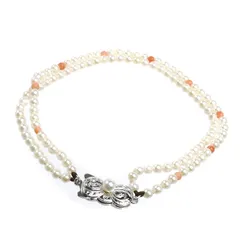MIKIMOTO ミキモト ２連 ブレスレット パール約3.0～3.4mm サンゴ 7.9g 20cm レディース 中古のサムネイル
