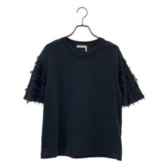 sacai 袖フリンジ Tシャツ ポケット付き 黒 リネン混 M - メルカリ