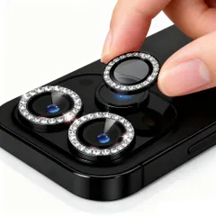【4枚入り】 対応 iPhone14プロ/iPhone14ProMax マックス用 カメラレンズカバー カメラフィルム アルミ合金製 キラキラ iphone14proカメラレンズ保護フィルムガラス キラキラ 露出オーバー防止 キズ防止 黑縁取り 硬度9H 衝撃