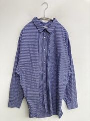 EMMA CLOTHES 엠마 클로즈 셔츠/블라우스 L 블루 코튼 나일론 스트라이프 무늬 롱 길이 긴 소매 레귤러 컬러 맨즈