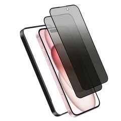 DXFAU[2장들이]28° 엿보기 방지 iPhone 15 / iPhone 16 강화 유리 필름 액정 화면 6.1 인치 전면 보호 필름 지문 부착 방지 기포 방지 매끄러운 터치 조작 가이드 프레임 첨부 붙이는 것은 간단( 아이폰 15 / 아이폰 16