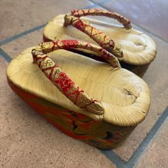 草履 畳表 鶴柄 蒔絵風 厚底 伝統和装履物 ぽっくり - メルカリ