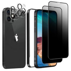 DZHFU iPhone 12 Pro 용 28 ° 들여다 보지 방지 강화 유리 필름 6.1 인치 경도 9H 전면 보호 부드러운 터치 조작 지문 부착 방지 자동 흡착 비산 방지 기포 방지 가이드 프레임 부착 붙이는 것은 간단 [강화 유리 필름 2 장들이 + 렌즈 보호 필름