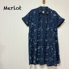 Merlot メルロー ネイビー 半袖 シャツ トップス 総柄のサムネイル