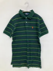 Polo by Ralph Lauren ポロバイラルフローレン ポロシャツ M(12/14) グリーン ボーダー柄 ワンポイント ブランドロゴ 半袖 メンズ