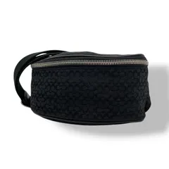 COACH コーチ アクセサリーポーチ ミニバッグ キャンバス レザー ブラック 黒 シグネチャー ハンドバッグ ポーチ 小物入れ レディース エレガント 上品 デイリー お出かけ サブバッグ コンパクト 良品 人気 鞄 カバン S84