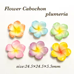 6個☆プラスチックカボション プルメリア フランジパニ フラワーカボションのサムネイル