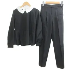 フェルゥ Feroux 2way 美シルエット セットアップ トップス プルオーバー パンツ 長袖 ペプラム 1 S相当 ブラック ホワイト OPPFNZ0201 /X